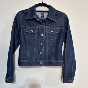 Gap Denim Jacket Womens XS Blue Jean Stretch Y2K Fitted Year 2000 #039